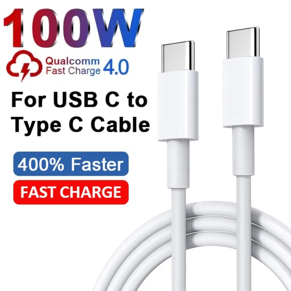 100W 6A Typ-C-auf-Typ-C-Kabel, schnelles Ladekabel, USB-auf-Typ-C-Datenkabel für iPhone, Samsung, Xiaomi, Redmi, schnelles Ladeadapterkabel