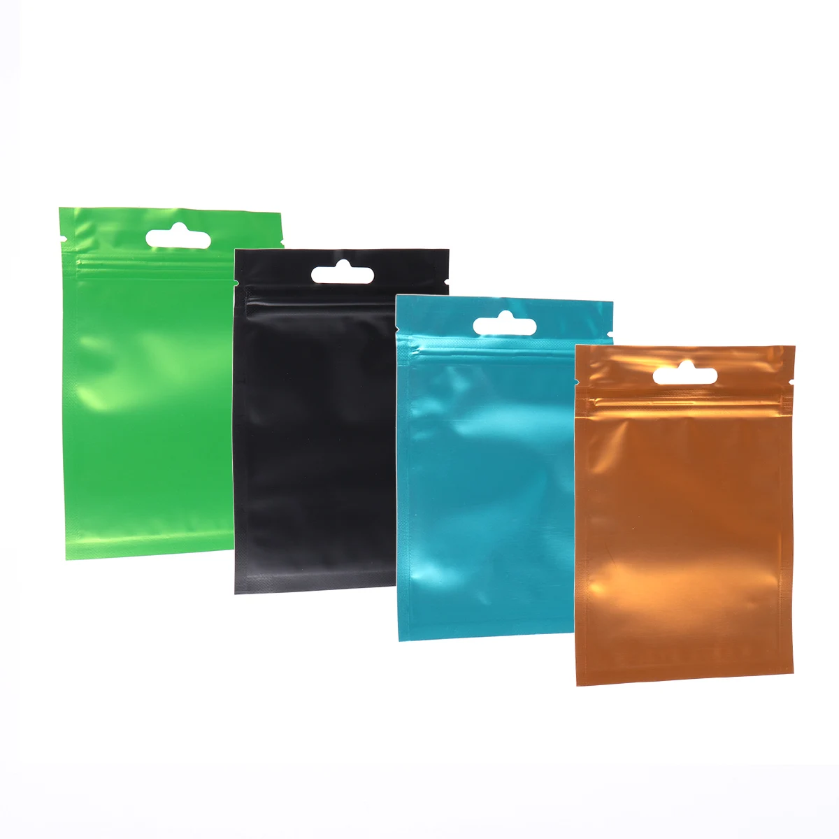 

200Pcs Candy Packaging Bags Resealable Foil Zip Pouch Durable Matte Aluminum Food Storage Black Orange Green Blue