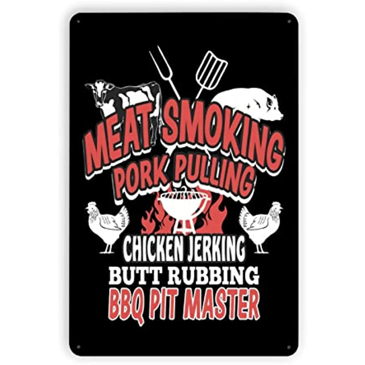 Meat Smoking Pork Pulling Chicken Jerking Butt Rubbing BBQ  Novelty Sign Vintage Metal Tin Sign Wall Sign Plaque Poster for Bar