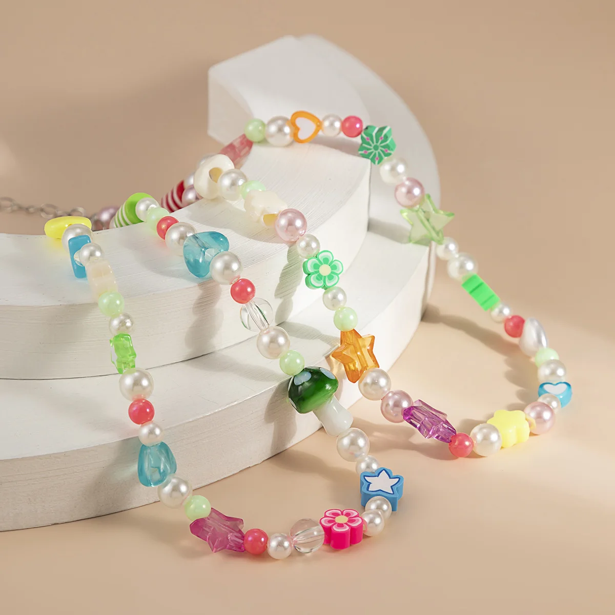 Neue Koreanische Mode Simulierte Perlen Halskette Für Frauen/Männer Böhmen Bunte Geometrische Obst Blumen Kette Halsband Kpop Schmuck – Detail 18