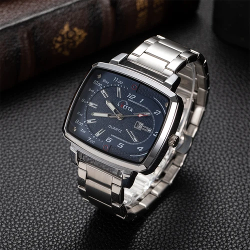 KETTA, nuevos relojes de negocios de ocio para hombre, luz nocturna, función de calendario, esfera cuadrada, reloj de cuarzo resistente al agua para hombre, reloj para hombre