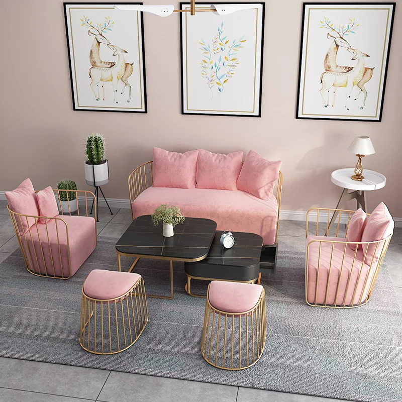 Small apartment sofa coffee table combination clothing store reception sofa beauty salon rest chair light luxury