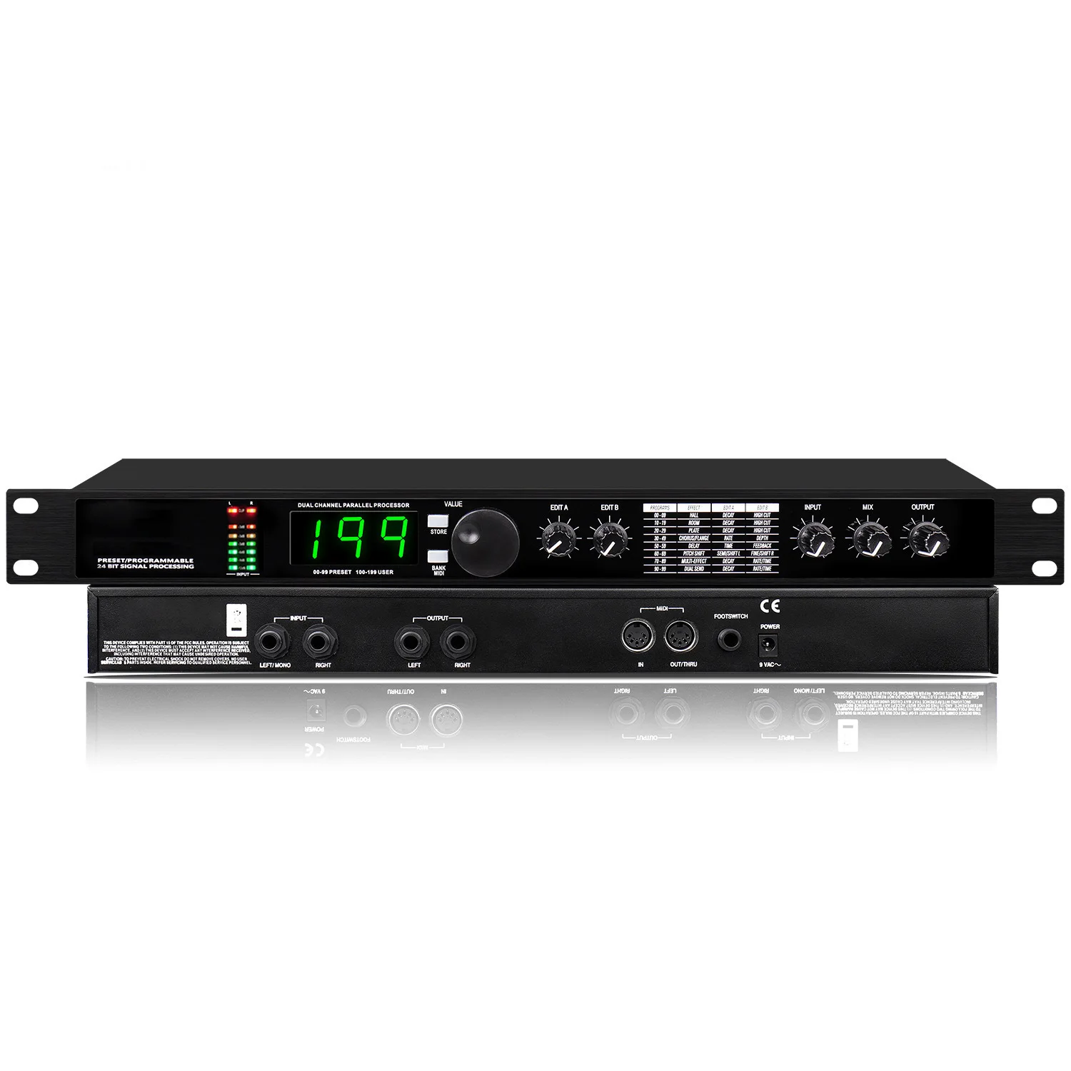 Digital Reverb Multi-Effect DSP Processor Audio Processor Equalizer Vocal Front Effects