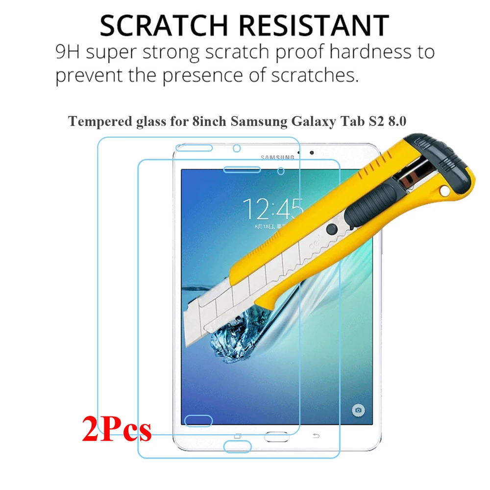 2Pcs/Pack for Samsung Galaxy Tab S2 8.0 Screen Protector Model SM-T713 T715T719 HD Tempered Glass for 8Inch Samsung SM-T710