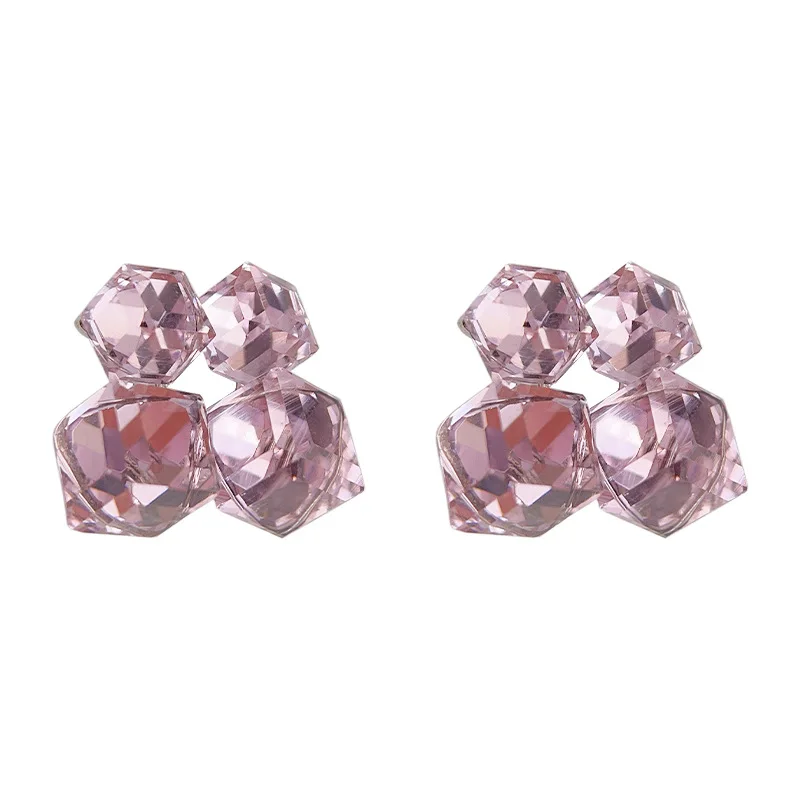 Purple Square Glass Post Earrings For Women Geometric Transparent New Styles Party Accessories Wholesales Fashion Jewelry C1652