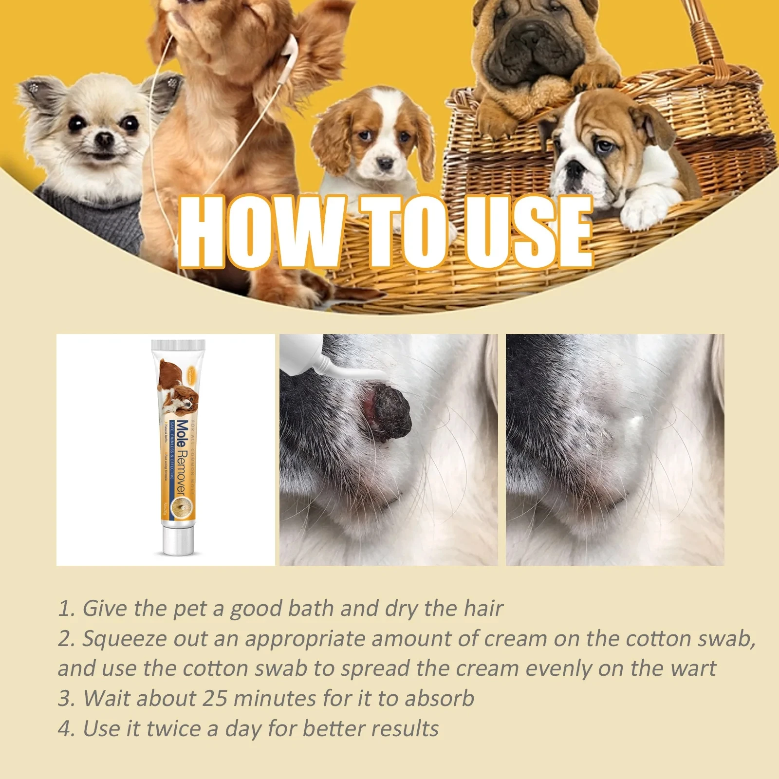 Dog Wart Remover Cream Anti Moles Painless Stain Spot Papillomas Removal Wipe off Tags Non-irritating Cat Pet Skin Tag Treatment