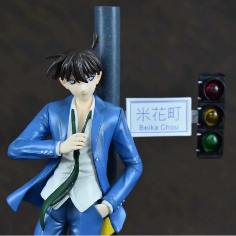 

Статуя детектива Конана GK Конан и Шини Кудо, двойная фигурка, сцена, тема пламени Феникса, модель из смолы, Коллекционная с коробкой