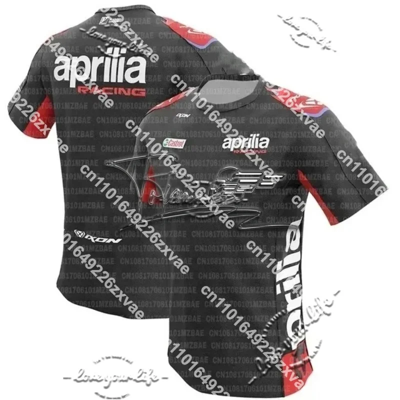 

New T-shirt Aprilia Team 2025 latest outdoor sports men's and women's short sleeve jerseys motorcycle style 3D