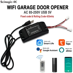 Tuya Smart WiFi Garage Door Opener Controller RF433 Module Voice Remote Control Switch Work With Alexa Google Home Assistant