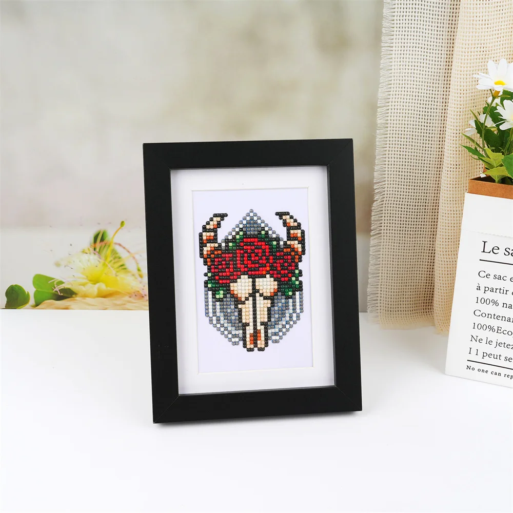 Huacan 16pcs Halloween Diamond Painting Cartoon Flower New Collection Full Round Mosaic Portrait Skull Handmade Wall Decor