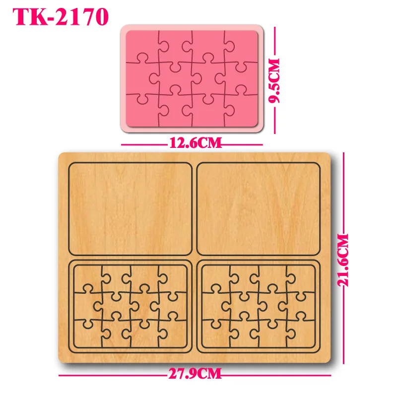 Rectangle Jigsaw Puzzle Wooden Cutting Die TK-2170 Leathercraft Mold Fit Sizzix Big Shot For DIY Scrapbooking Paper Craft