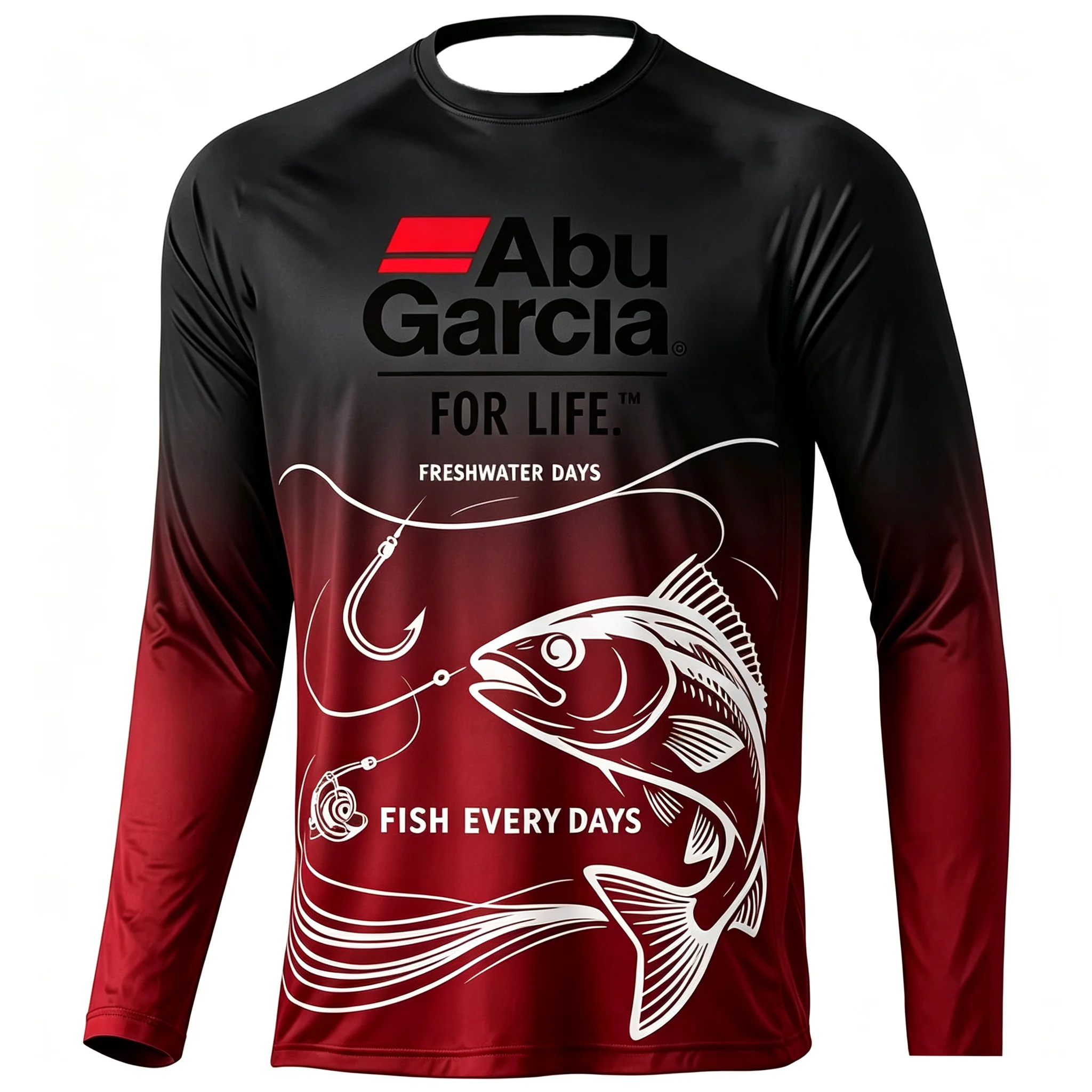 Herren Langarm-Angelhemd, lässiges Outdoor-Sportshirt mit Grafikdruck, Rundhals-Pullover, schnelltrocknendes T-Shirt – Detail 7
