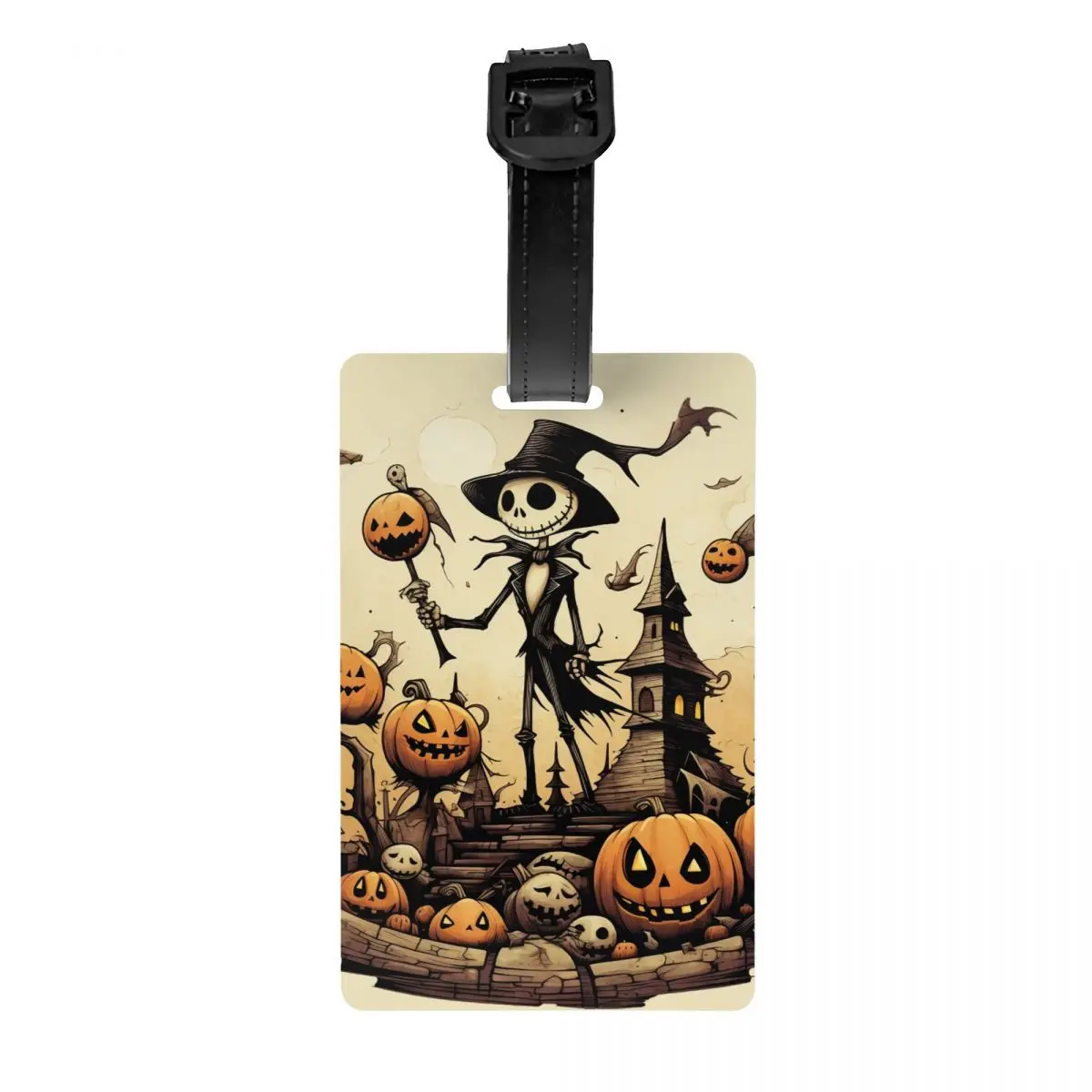 Custom Halloween Movie Nightmare Before Christmas Luggage Tag With Name Card Jack Skullington Pumpkin Privacy Cover ID Label