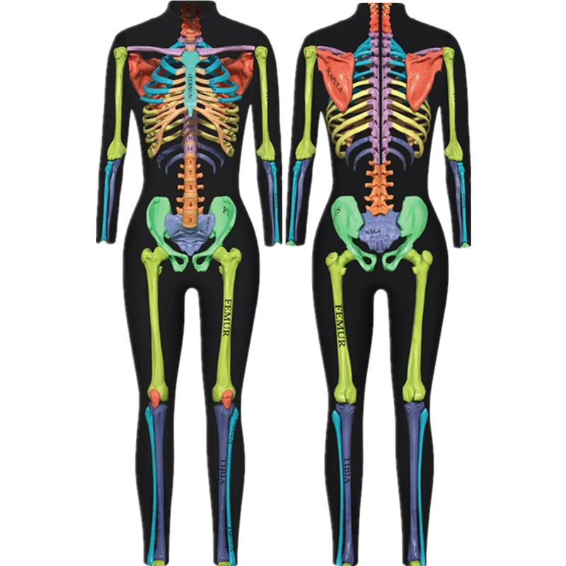 Halloween Bodysuit Cosplay Kostüm 3D-Druck sexy Phantasie Overall Zentai blutige Overalls Karneval Urlaub Outfit für Frauen Mädchen