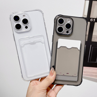 For iPhone 16 15 14 13 12 11 Pro Xs Max Mini 16e X XR 7 8 6 6S Plus SE 2020 2022 Case Clear ID ATM Card Slot Protection Cover