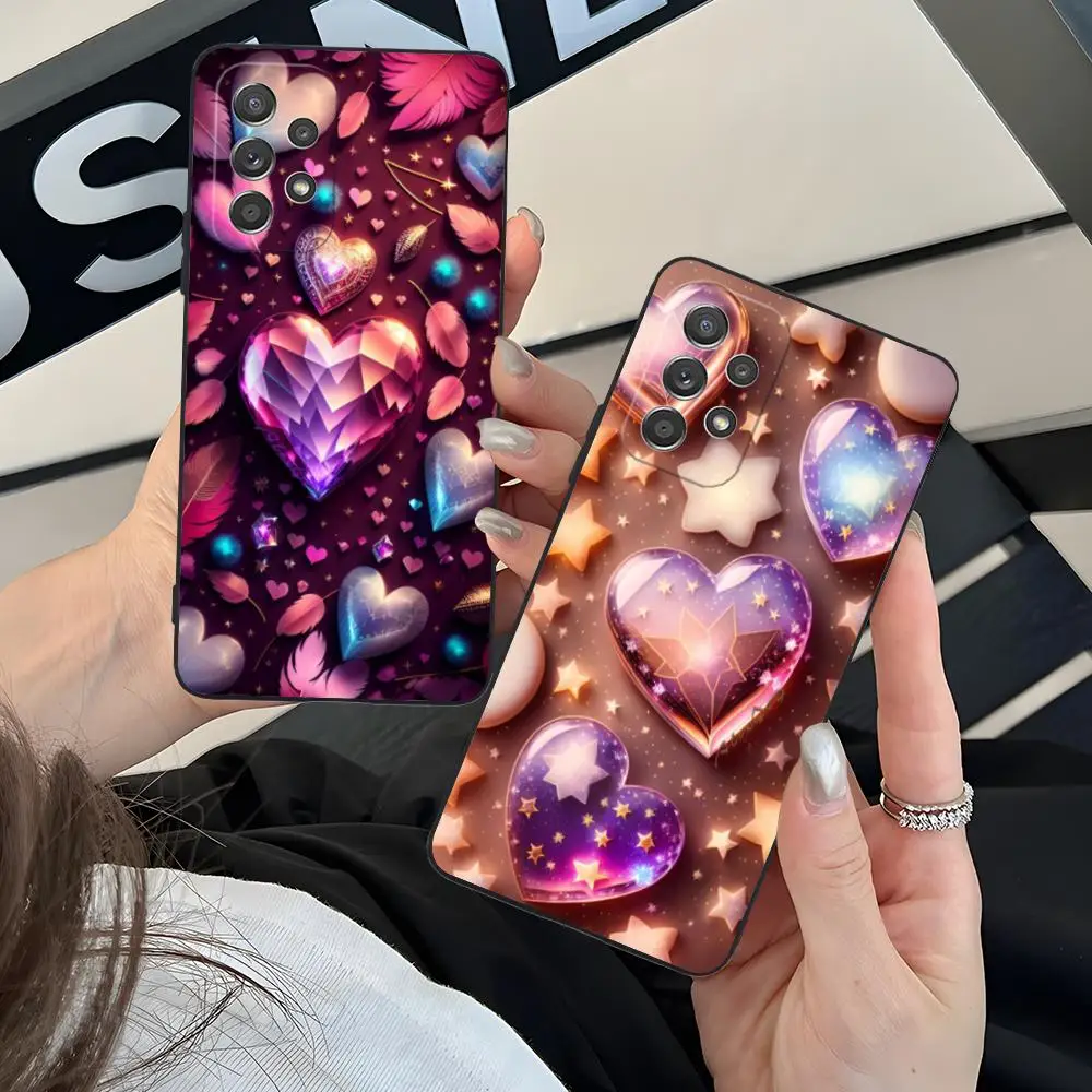 Shining Heart Phone Case for Samsung Galaxy M55 54 42 35 34 33 32 23 22 15 14 13 12 F55 5G Soft TPU Shockproof Cover