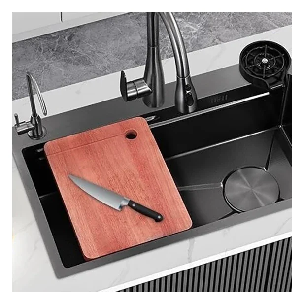 High Quality  Style Single Phase 304 Stainless Steel Customizable Multifunctional Kitchen Sink