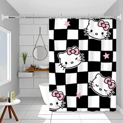 Kawaii Sanrios moja melodia Hello Kitty Cartoon zasłony prysznicowe zasłona wodoodporna poliestrowa zasłona prysznicowa z haczykami prezent