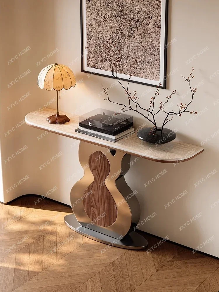 Entry cave stone slate entrance table high-end simple wall table