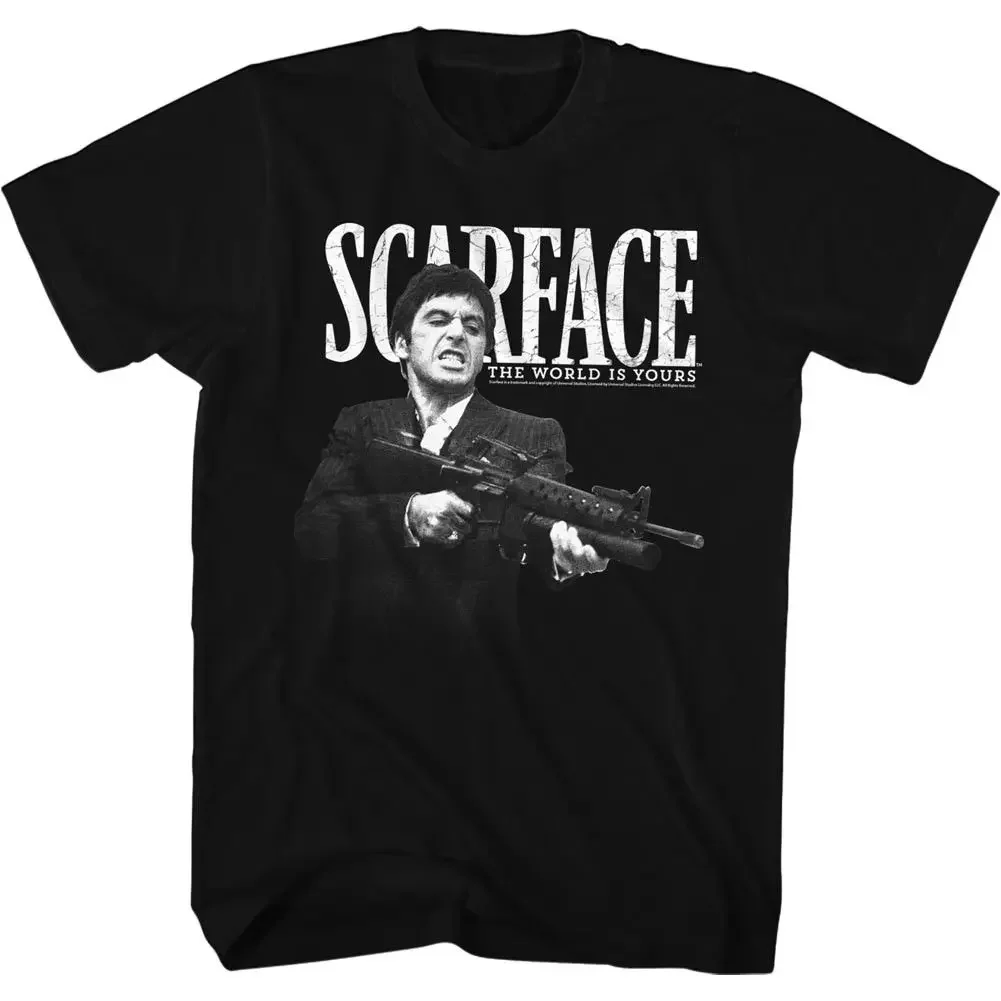 

Men'S Scarface Movie Al Pacino T Shirt Machine Gun Cotton Sm 4Xl