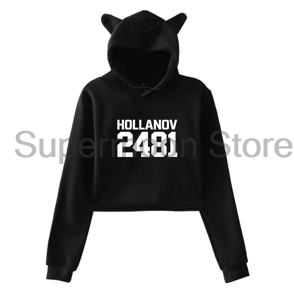 

Толстовка с капюшоном Heated Rivalry Hollanov 2481 с логотипом, женская, с кошачьими ушками, укороченный топ с длинными рукавами, женская одежда