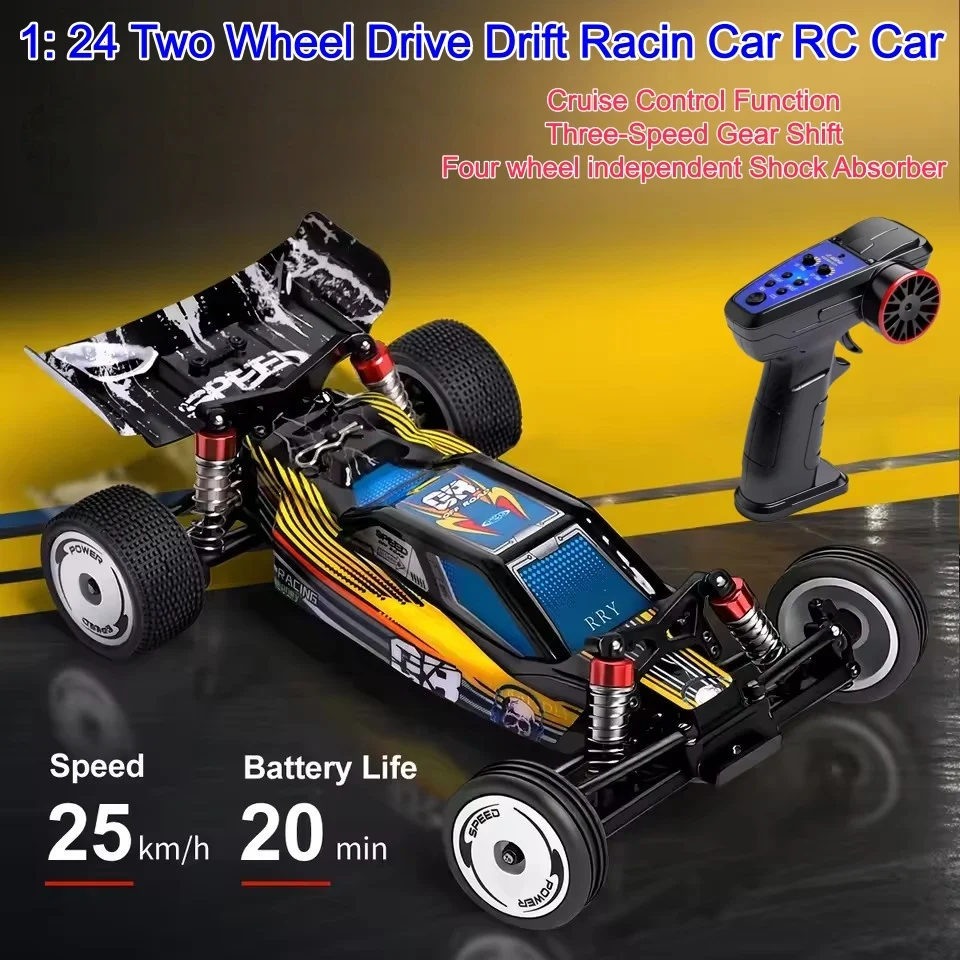

Радиоуправляемая машинка 1:24, 3-скоростная, с независимой подвеской, 2WD, 25 км/ч, высокоскоростная, 2.4G, на пульте управления, для дрифта и гонок, игрушка