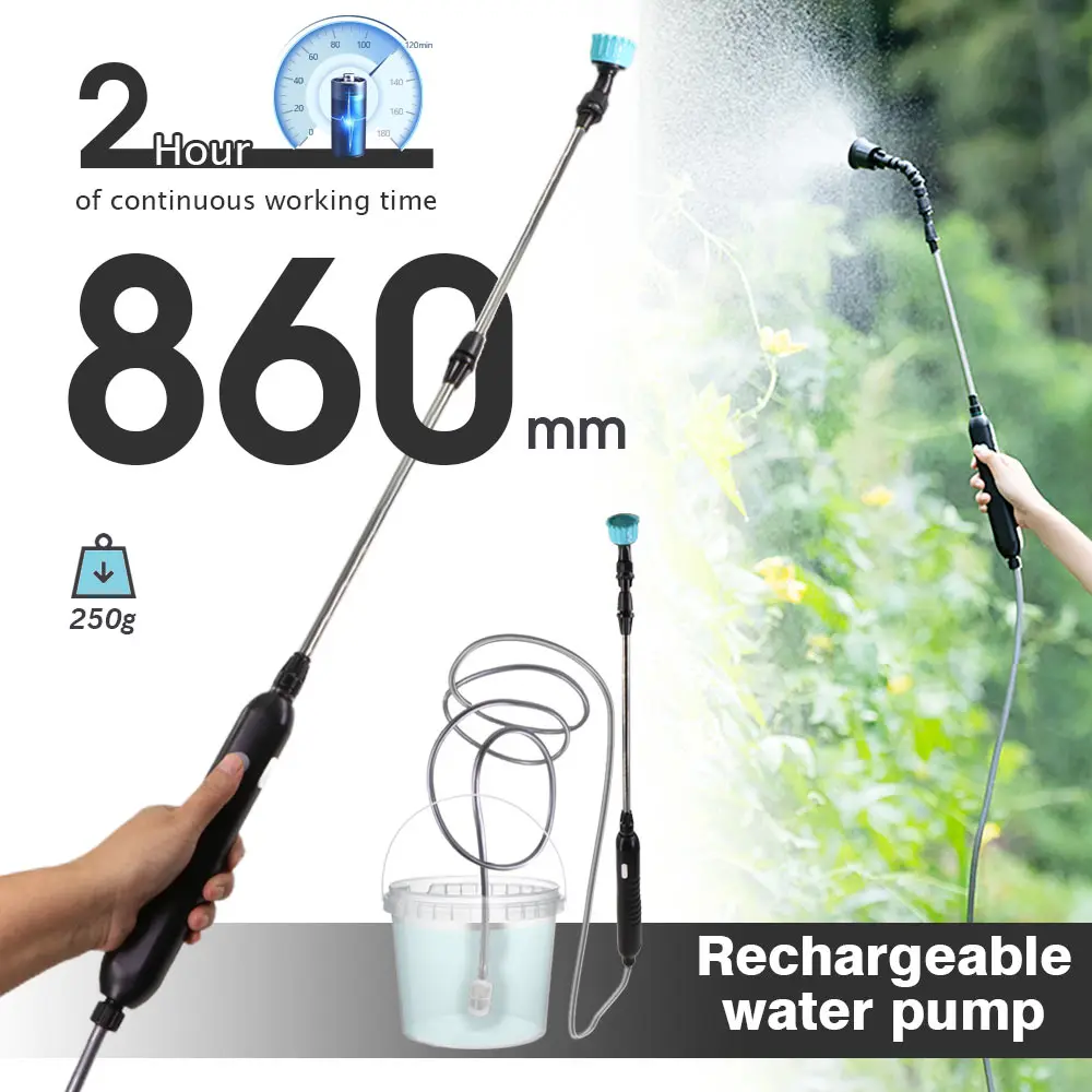 

2400mAH Portable Electric Sprayer Spray Gun with 2/4/6/10m Watering Pipe Tube Extended Garden Irrigation Tool USB Rechargeable