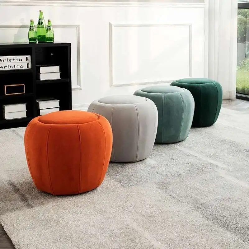 Nordic Minimalism Low Round Macaron Stool Home Shoes Creative Color Children's Stool Geometric Shape Mushroom Stool