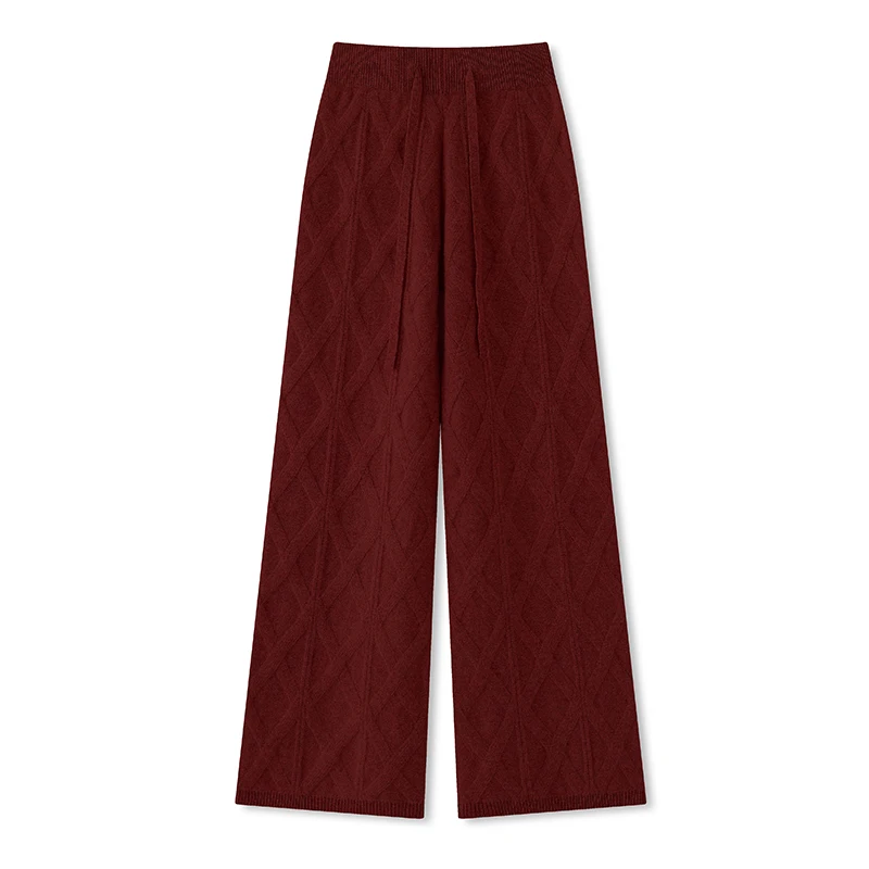 Pantaloni a gamba larga addensati in lana 100% Cashmere da donna Casual Comfort vendita calda autunno/inverno nuovi pantaloni lunghi in maglia di