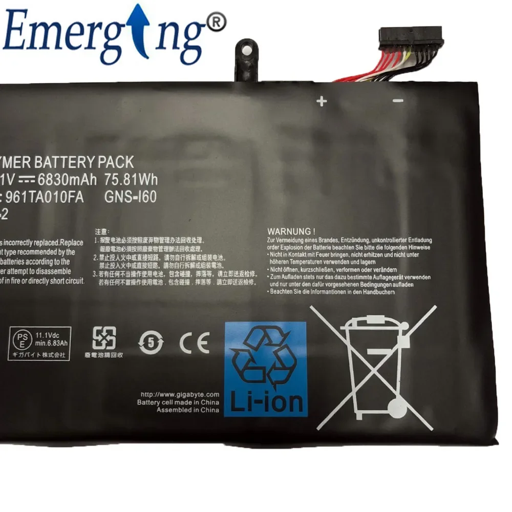 11.1V 75.81WH Nouvelle Batterie D'ordinateur Portable Pour GIGABYTE 961TA010FA GNS-160 GNS-I60 P35G V2 P35X V3 Pino X V5 P57W P57X V6 P35K P35W V2