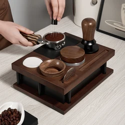 BANLEE Coffee Tamping Station Wooden Silicone Espresso Tamper Mat for 51-58mm Portafilter Home Barista Coffee Accessories