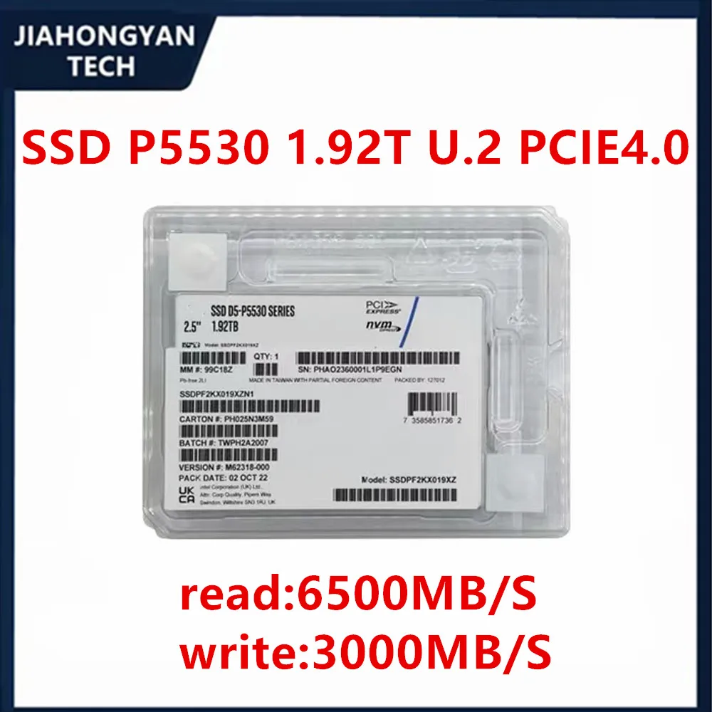 Original For Intel P5530 960G 1.92T 3.84T SSD U.2 NVME 2.5 . PCIE4.0X4