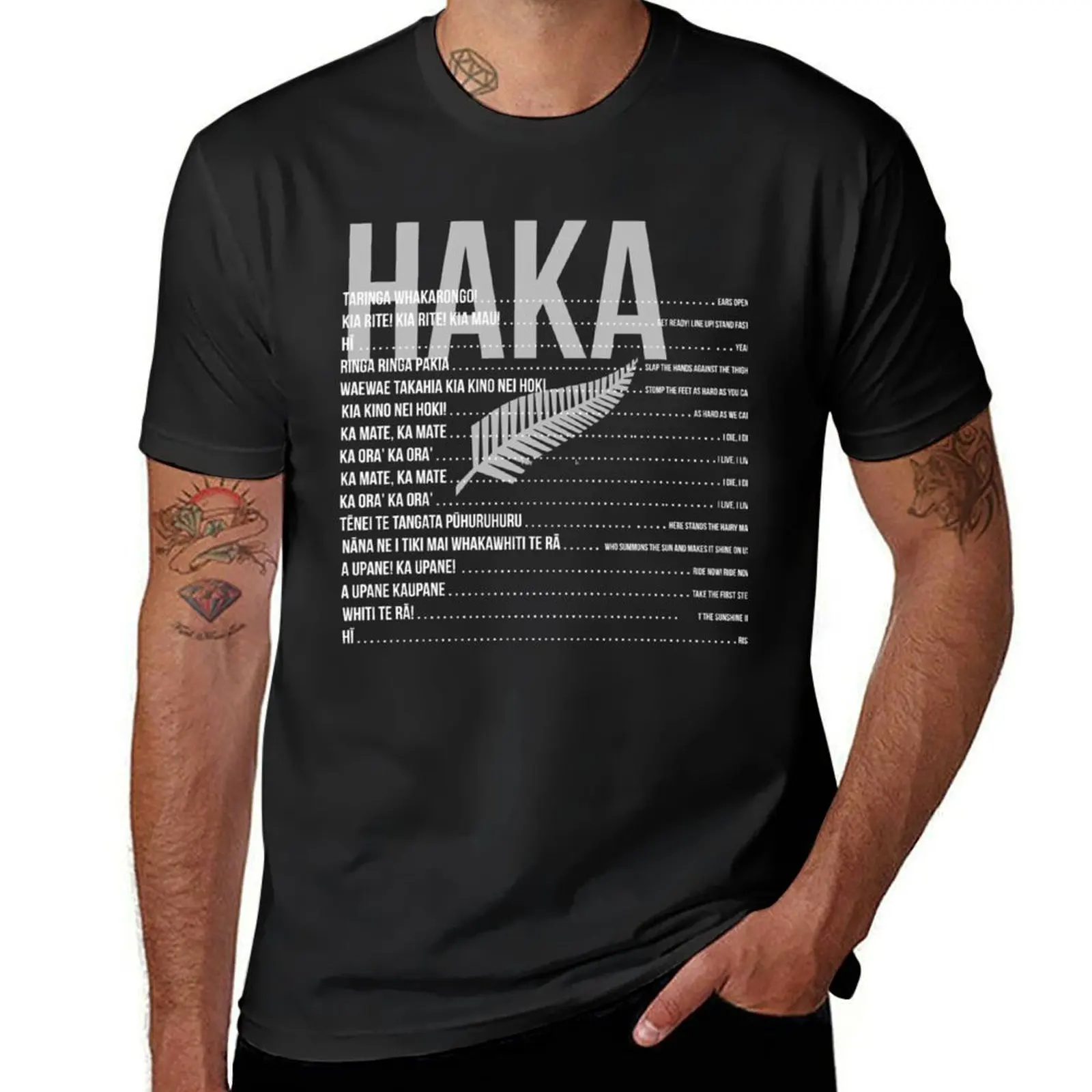 Haka Translation New Zealand T-Shirt korean fashion sweat Men's cotton t-shirt