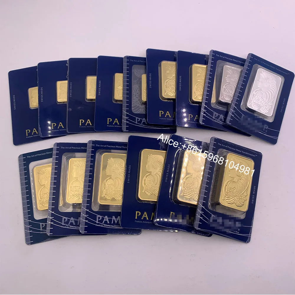 Switzerland Gold Bar Silver Bar Suisse Lady High Quality Copper Gold Plated Bullion Ingot (Sealed packing) Non-magnetic