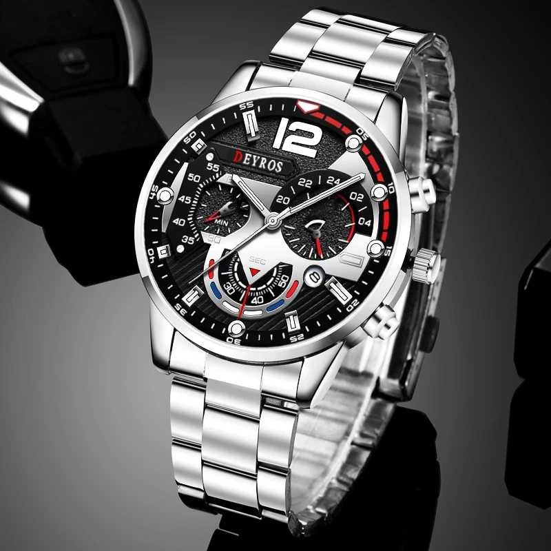 

2022 Brand Fashion Watch Men Stainless Steel Quartz Wristwatch Calendar Luminous Clock Men's Business Watches relogio masculino