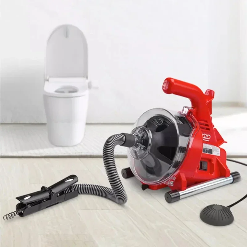 for 220V Autofeed Electric Sewer Pipe Dredging Machine Toilet Kitchen 19-28MM Pipe Cleaning Machine Dredger Drain Cleaner 120W