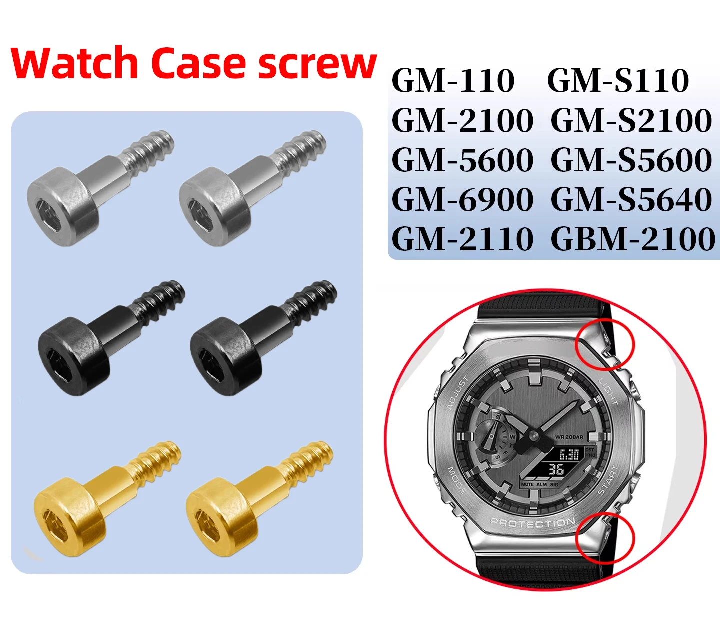 Watch Case retaining screw For Casio G-Shock GM-2100 GM-110 GBM-2100 GM-5600 GM-S2100 GM6900 Watch Side Screws with tools parts