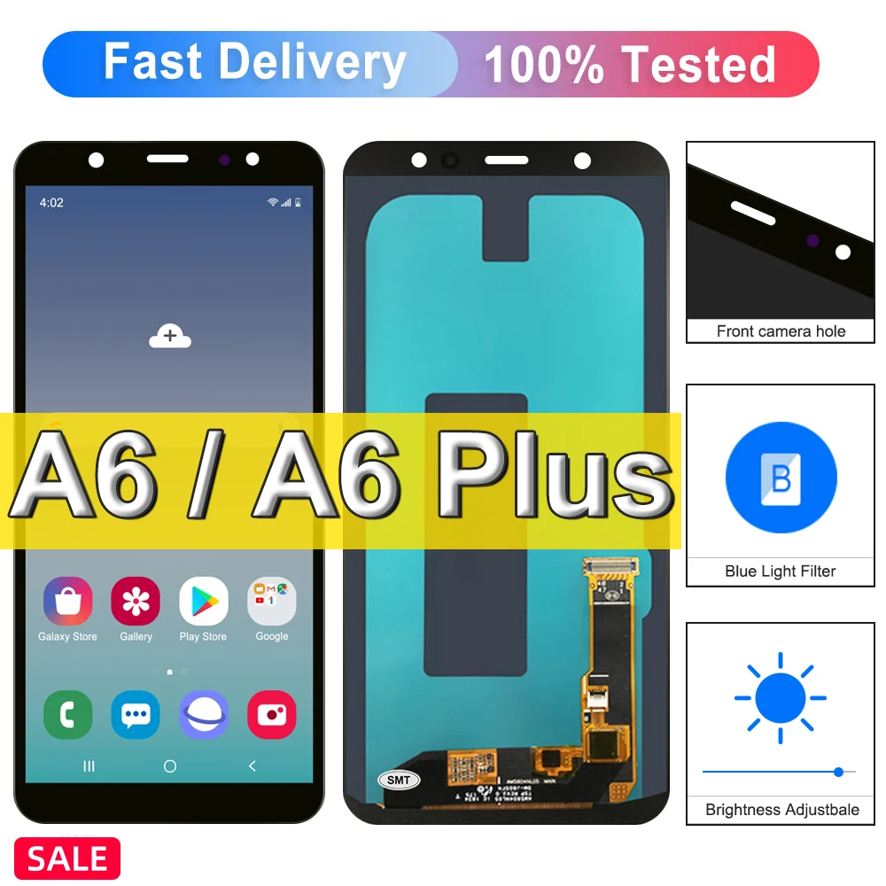 Super Amoled For Samsung Galaxy A6+ 2018 A6Plus A605 A605FN LCD Display Touch Screen, For SamsungA6 A600FN LCD Display Replace