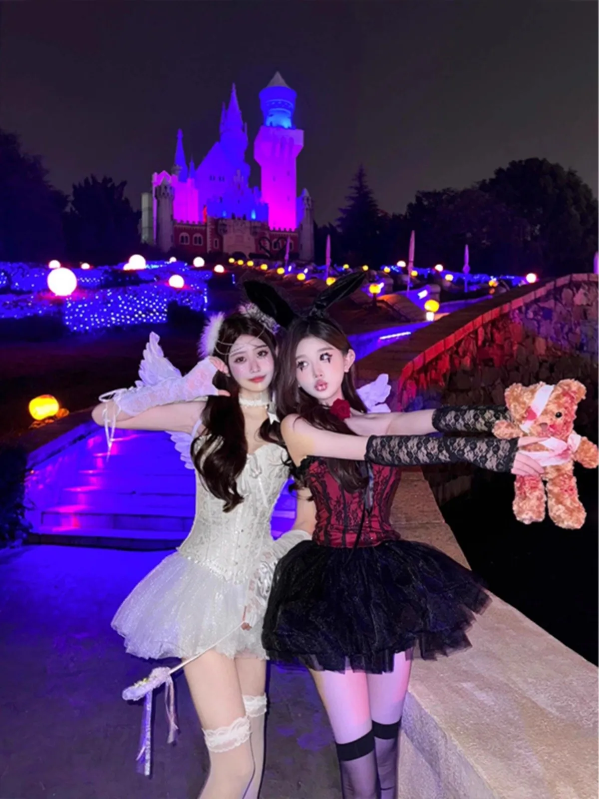 

Сексуальная пышная юбка с ангелом и дьяволом для косплея, женский костюм на Хэллоуин, наряд с изображением ангела и дьявола, полиэстер Dr