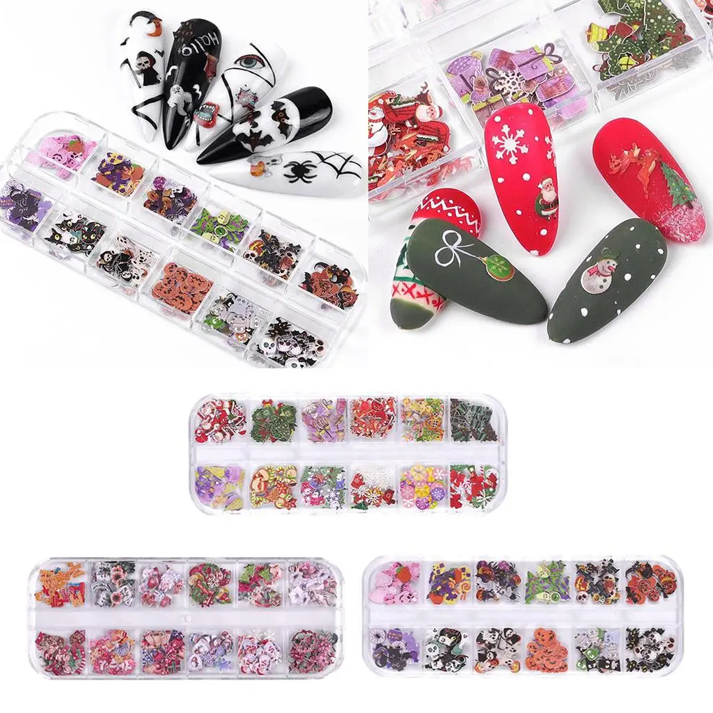 Lovely Halloween Christmas 3D Nail Art Stickers DIY Nail Tips Decoration Charms