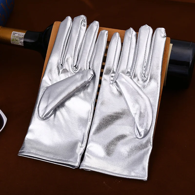 Manoplas de charol de dedo completo para fiesta de maquillaje de Halloween, guantes de vestir finos cortos para actuación en escenario de club