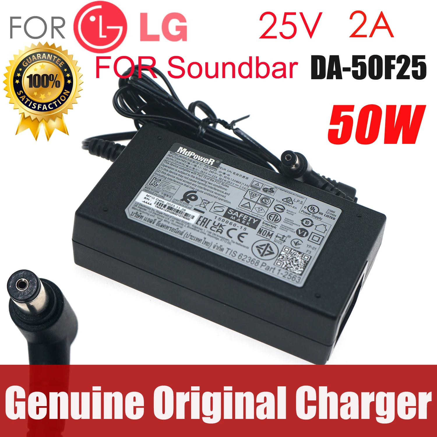 

Original 25V 2A 50W AC Adapter Power Charger for LG Wireless Sound Bar SP8YA SN6Y SP8YA SPD75A LAS750M LASC58R SNC5A DA-50F25