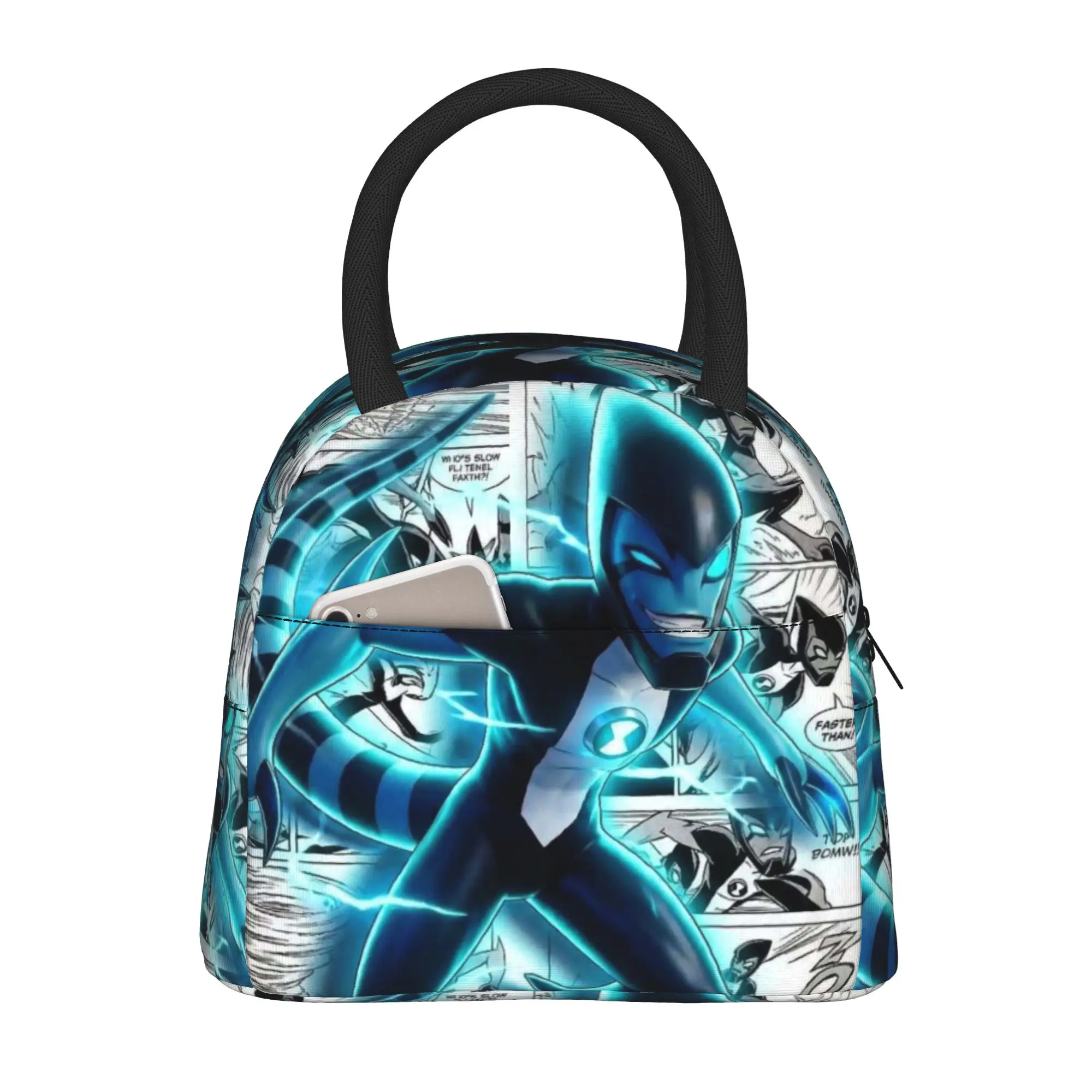 Back to school season  Snack Bag XLR8 Ben10 Speed Alien Art Washable High Street Portable Snack Storage Lunch Bag