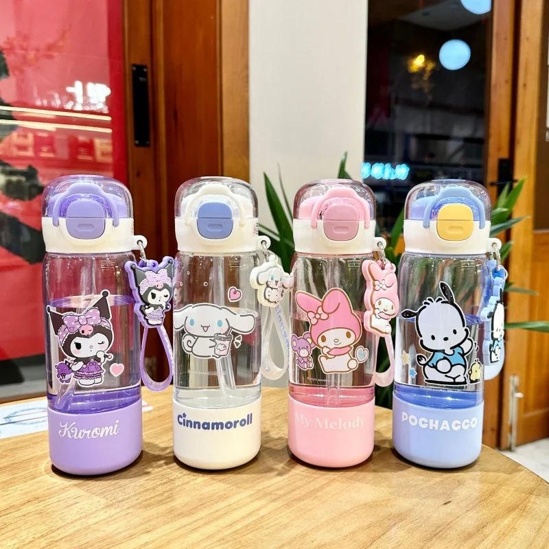 420 ml Original Sanrio Transparenter Becher Cartoon Kuromi Cinnamoroll Melody Tritan Sicherer Material-Wassertrinkbecher Geschenke für Mädchen