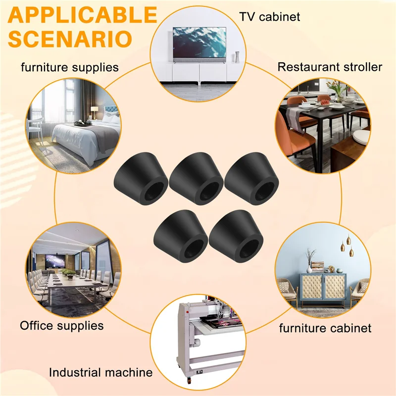 20PCS Black Chair Couch Table Rubber Furniture Leg End Caps 16Mm Dia