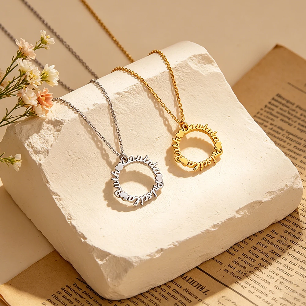 Custom Fashionable Stainless Steel Ring Heart-shaped Women‘s Pendant Necklace Exquisite And Simple Personalized Jewelry Necklace