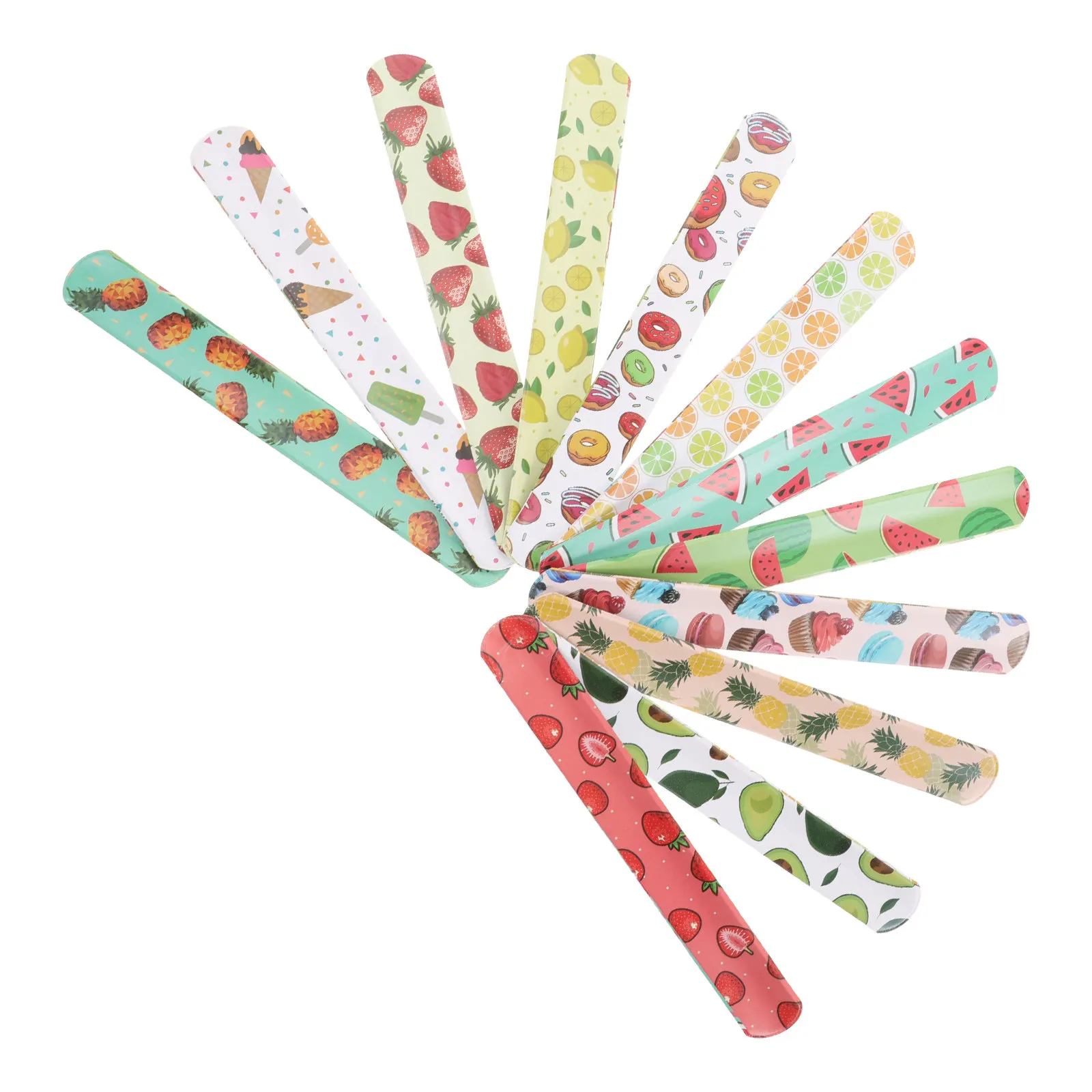 12Pcs Bright Fruits Slap Bracelets Flexible PVC Wristbands for Children Parties Outdoor Events Trick Or Treat Goodie Bags Slap