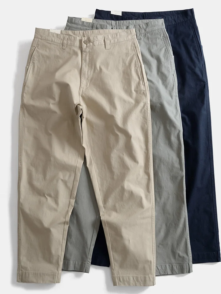 

Мужские повседневные брюки свободного кроя в японском ретро-стиле, прямые, для активного отдыха, из смесового хлопка и полиэстера, модные, длинные