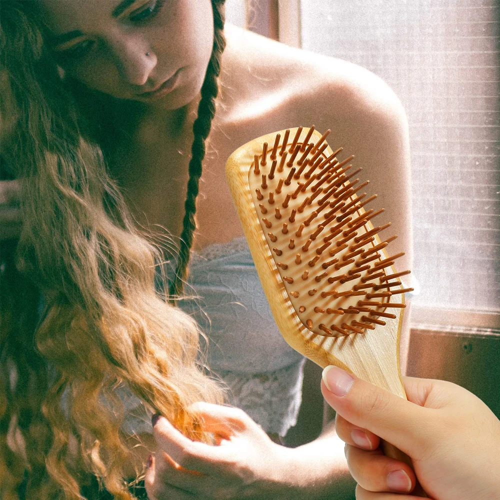 1 Piece Massage Bamboo Combs Hair Brush Women Anti-static Professional Detangling Reduce Hair Loss Styling Tool Wood Comb Unisex