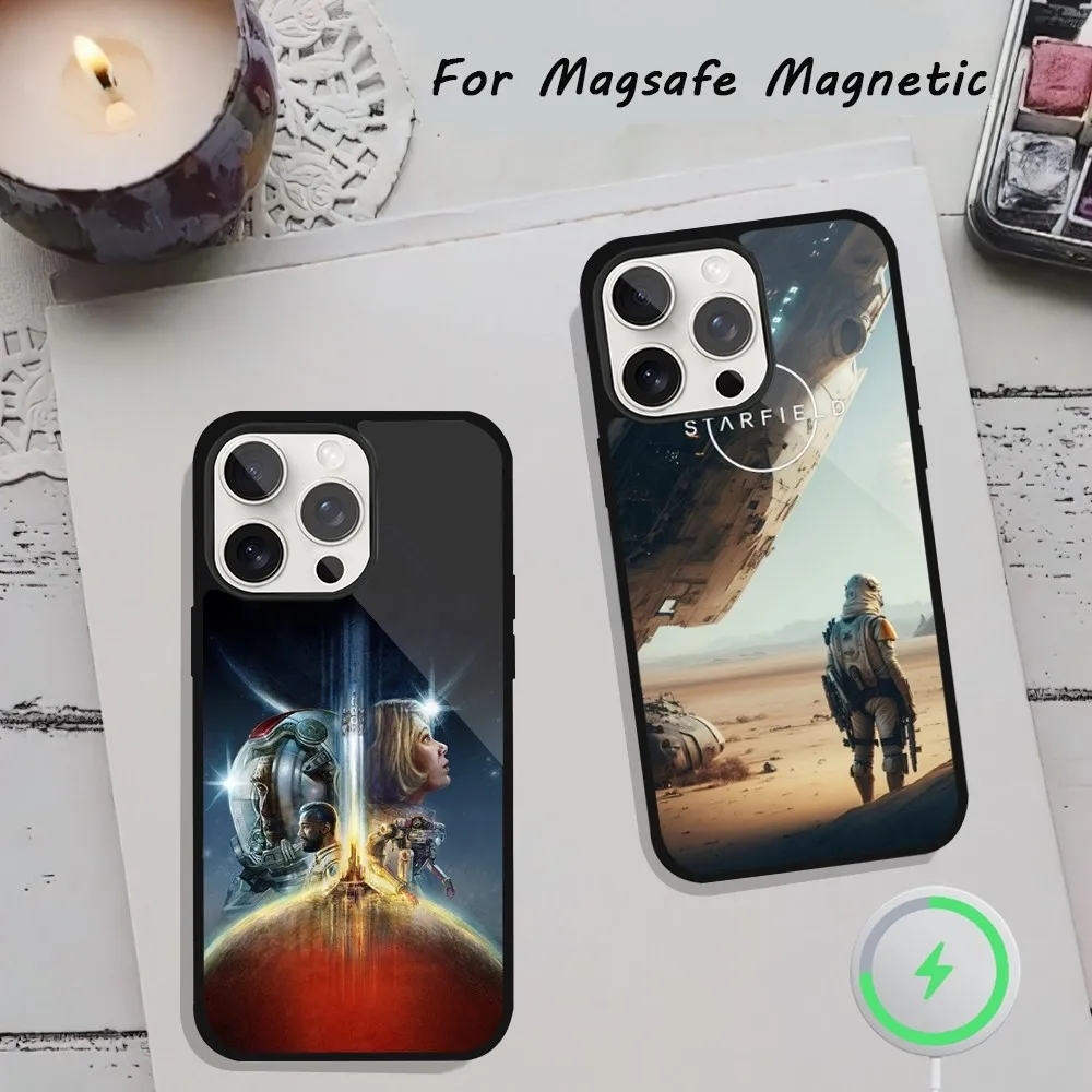 Game S-Starfield Phone Case For iPhone 15 12 13 14 11 Pro Plus Max Magsafe Magnetic Wireless Charging shell